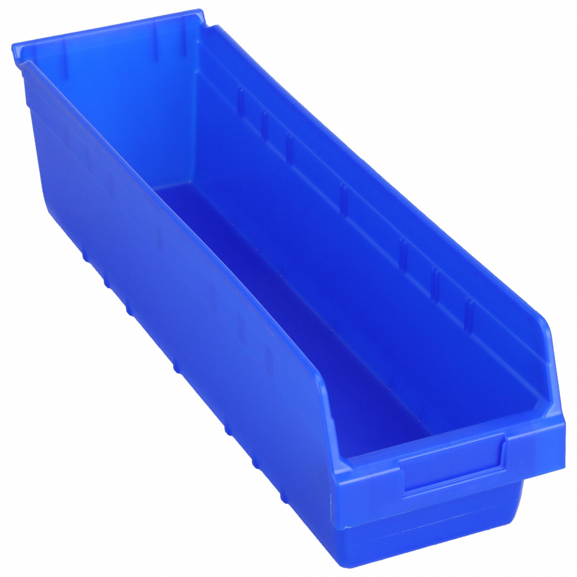 Shelf Bin: 23 5/8 in Overall Lg, 6 5/8 in x 6 in, Blue, Nesting Capable, Not Hangable