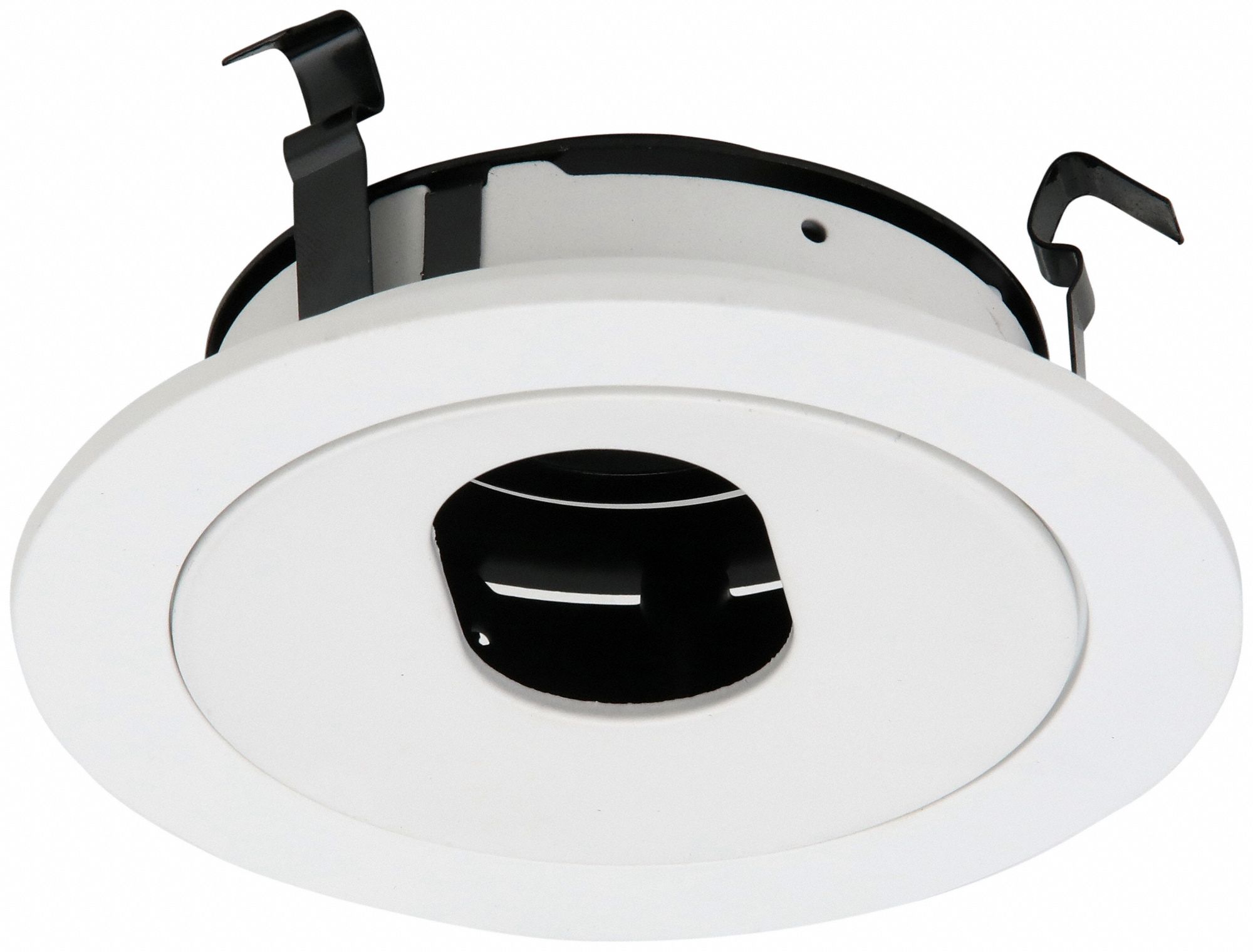 Recessed Down Light Trim: 4 in Dia, Halogen/LED, For Flat Ceiling, 50 W, White