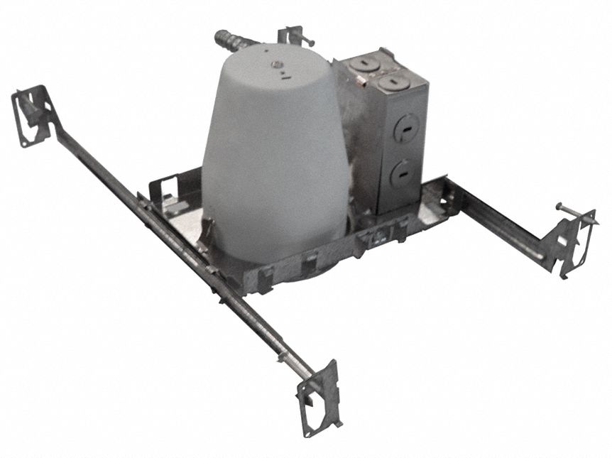 Recessed Down Light Kit: 4 in Dia, Incandescent, For Flat Ceiling, 60 W, 120V AC, Non-IC