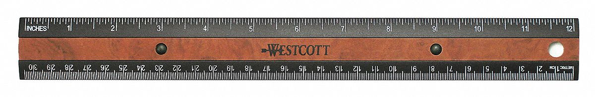 Ruler,12 Inch,Faux Wood Inlay w/ Microbn - Grainger