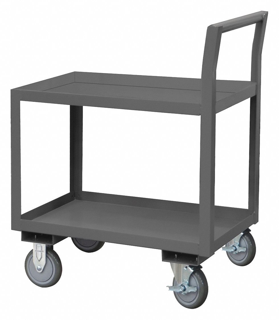 LOW-PROFILE UTILITY CART WITH LIPPED METAL SHELVES, 1,200 LB LOAD CAPACITY, RAISED