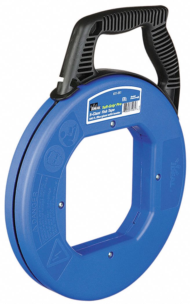 IDEAL, 100 ft Lg, Manual Wind Tape Retraction, Fish Tape 10F50731063 Grainger