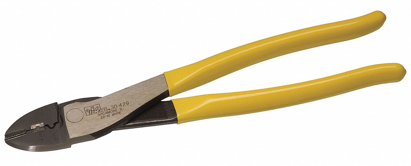 CRIMPER, 10 AWG/12 AWG/14 AWG/16 AWG/18 AWG/20 AWG/22 AWG, 9 3/4 IN OVERALL L, MANUAL