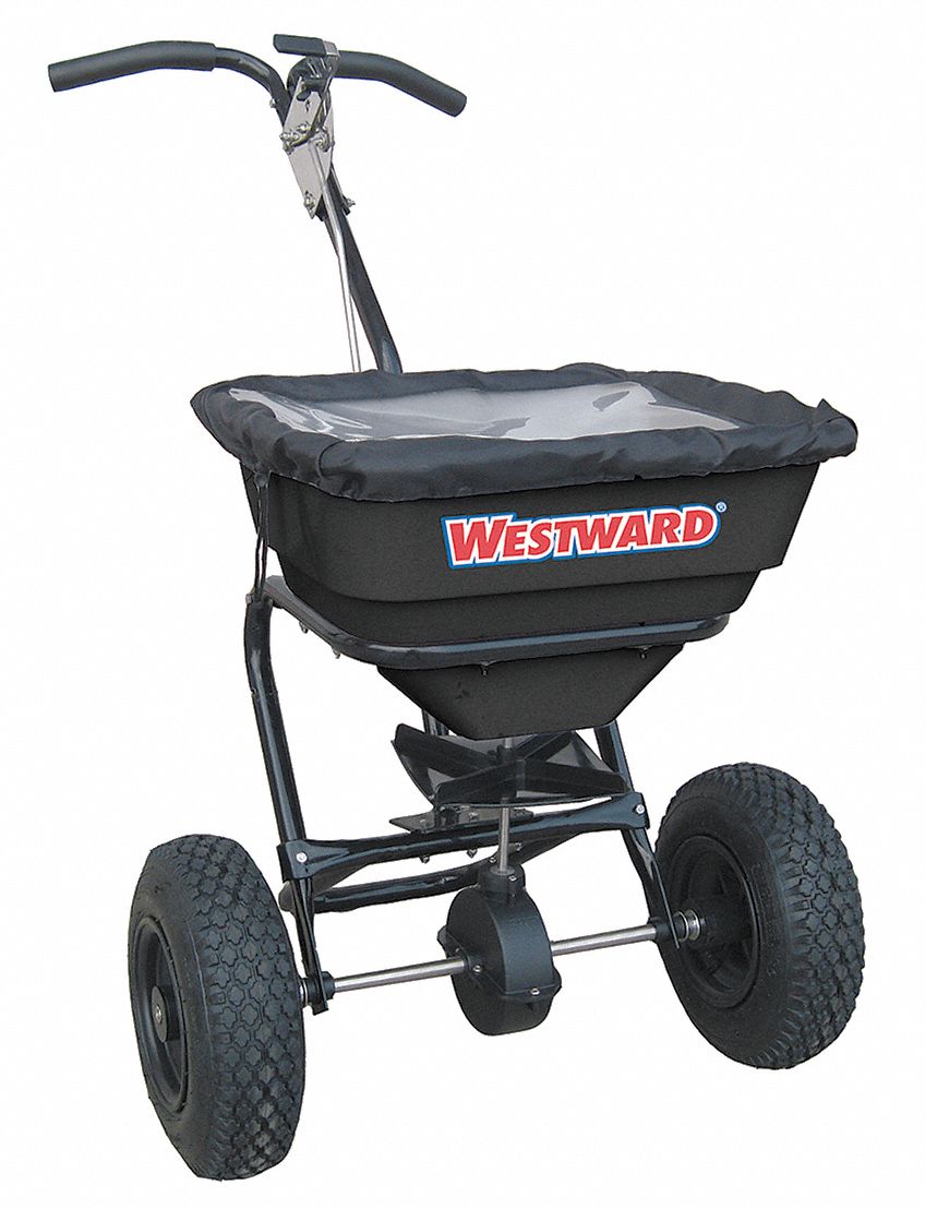 MANUAL WALK-BEHIND SPREADER, LANDSCAPE, LAWN AND AGRICULTURE, 70 LB CAPACITY, STEEL, 12 FT