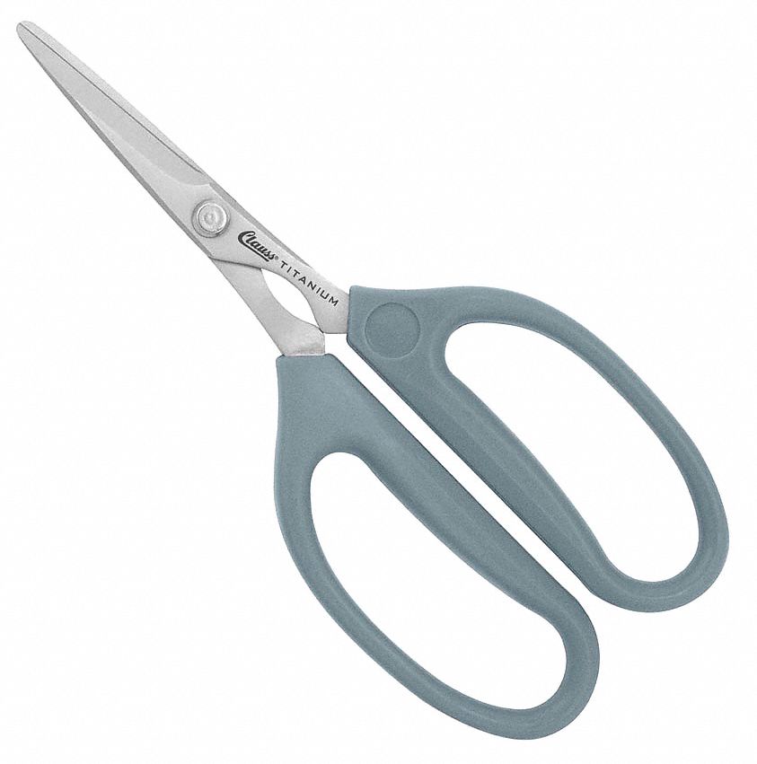 SCISSORS, AMBIDEXTROUS, 6 IN OVERALL L, STRAIGHT, TITANIUM BONDED, POINTED, GREY