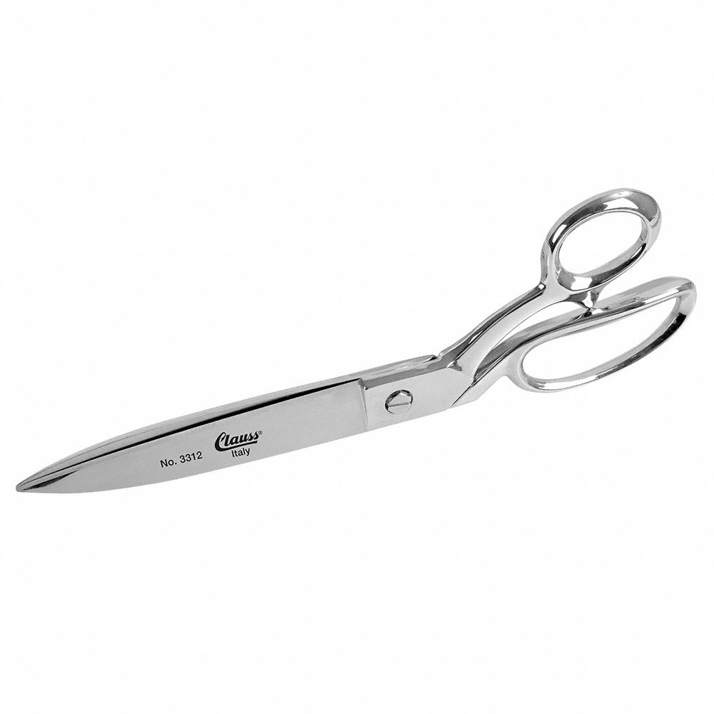 CLAUSS Fabric Shears RightHand, 12 in Overall Lg, Straight, Steel
