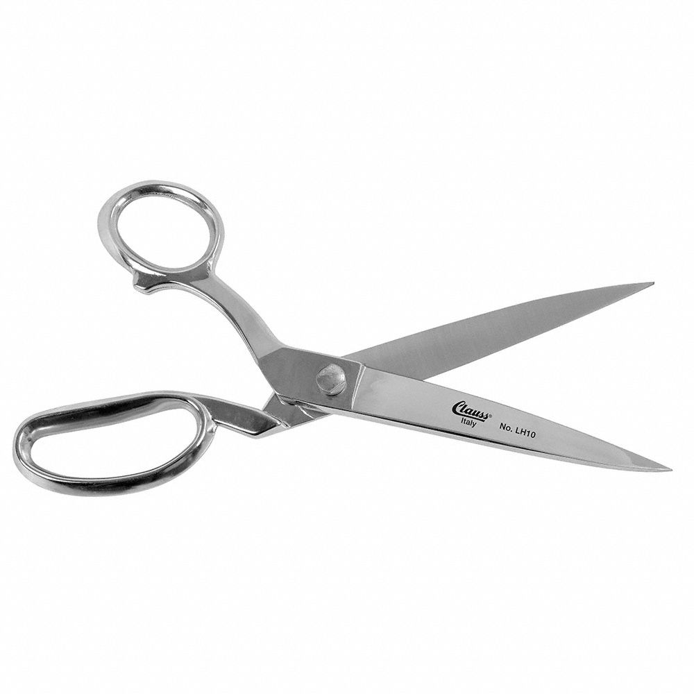 CLAUSS Fabric Shears LeftHand, 10 in Overall Lg, Straight, Steel