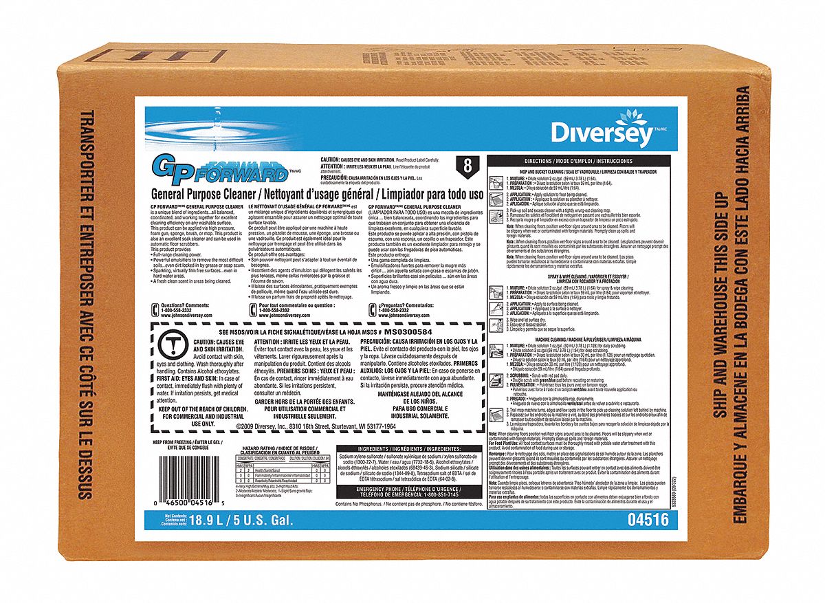 DIVERSEY General Purpose Cleaner, 5 gal, Box, Liquid, Primary Chemical