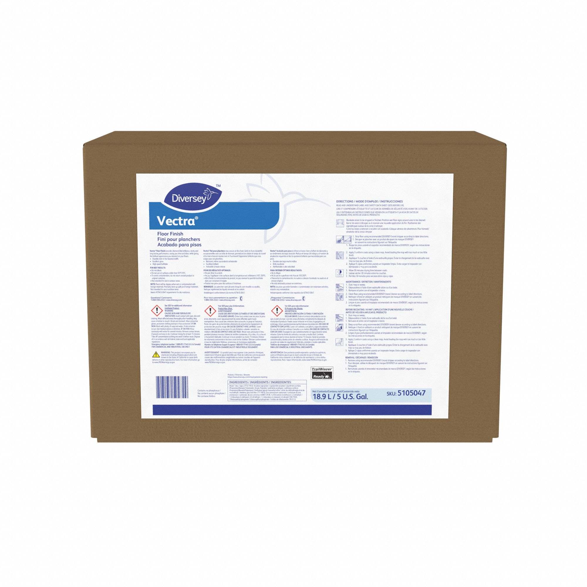 Floor Finish: Box, 5 gal Container Size, Ready to Use, Liquid