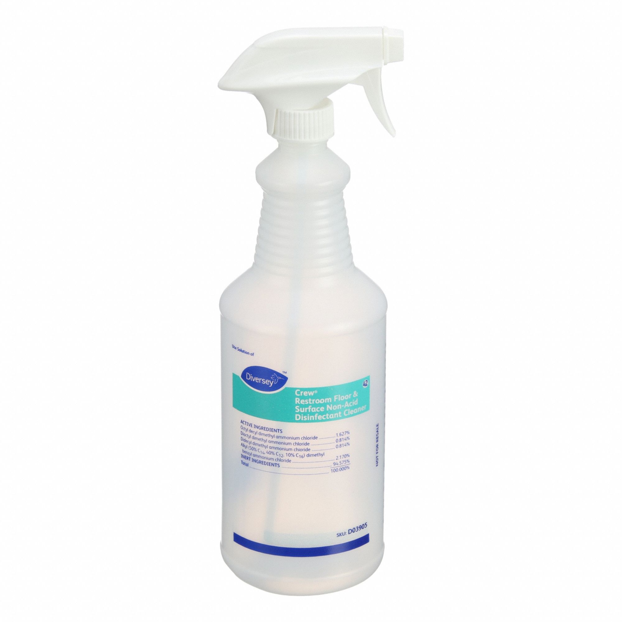 Trigger Spray Bottle: Crew Restroom Floor and Surface Non-Acid Disinfectant Cleaner, Stream