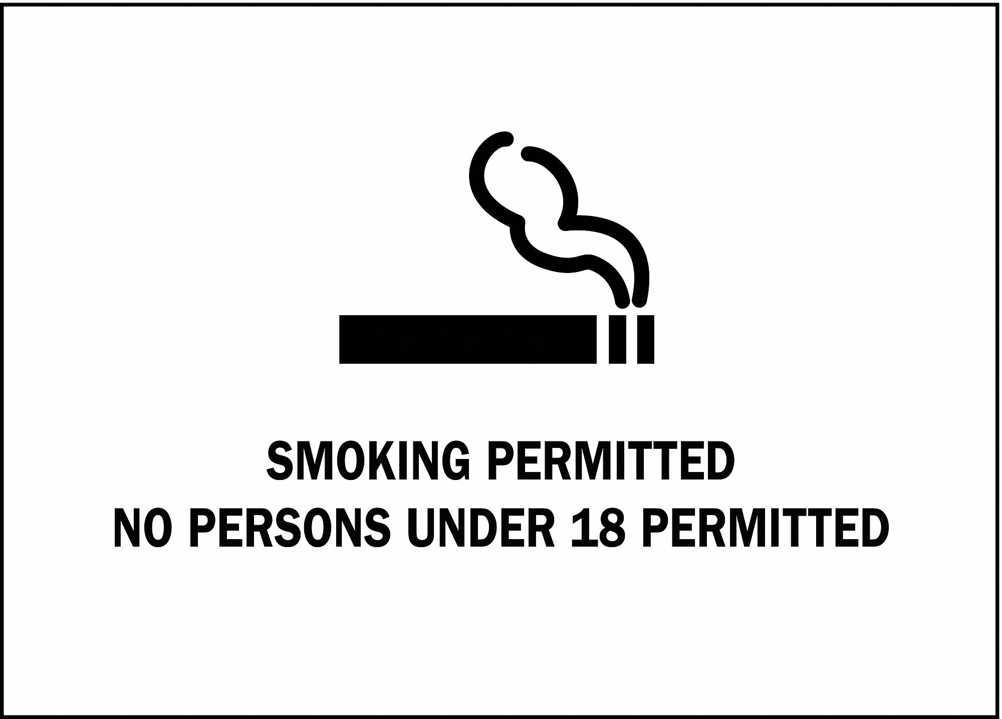 PANNEAU PERMIS DE FUMER,ALBERTA,AUTO-ADHÉSIF,NR/BLC,14 X 10 PO