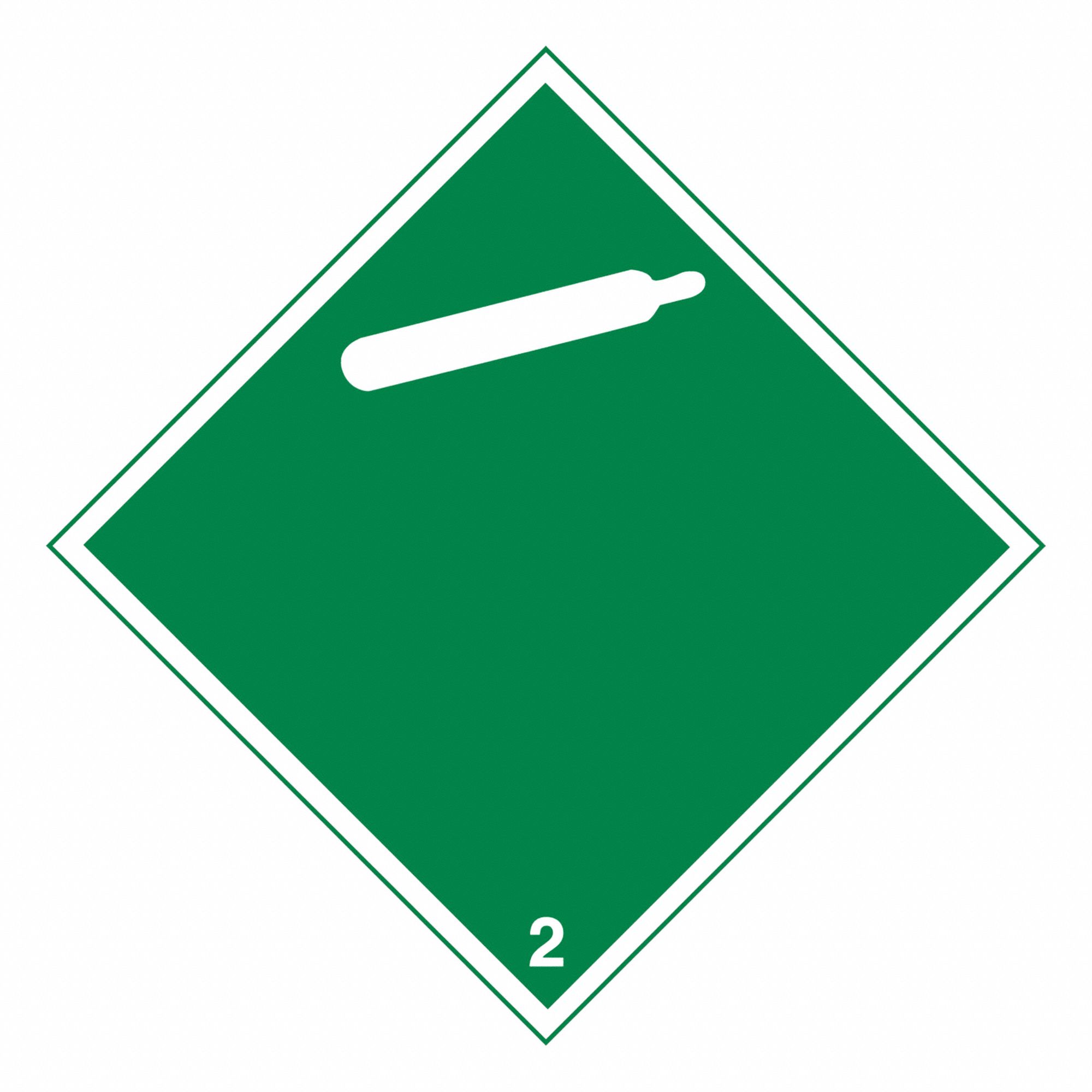 NON FLAMMABLE GAS PLACARD, CLASS 2, 10 3/4 IN, STYRENE
