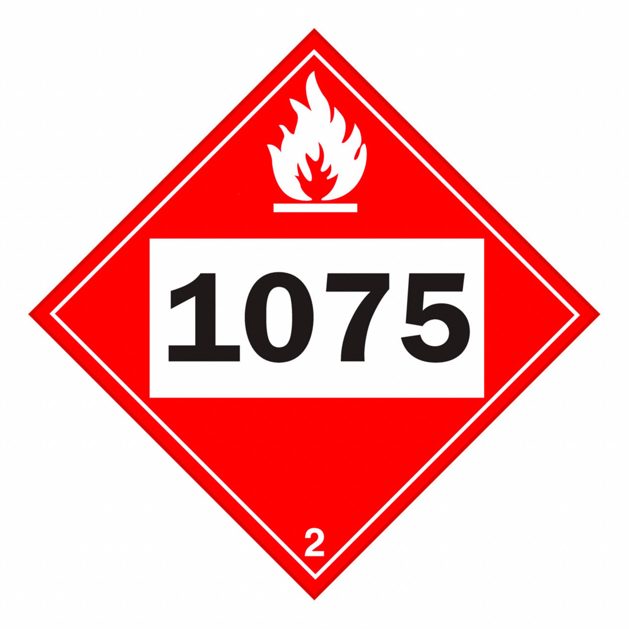 FLAMMABLE GAS PLACARD, CLASS 2.1, 10 3/4 IN, STYRENE