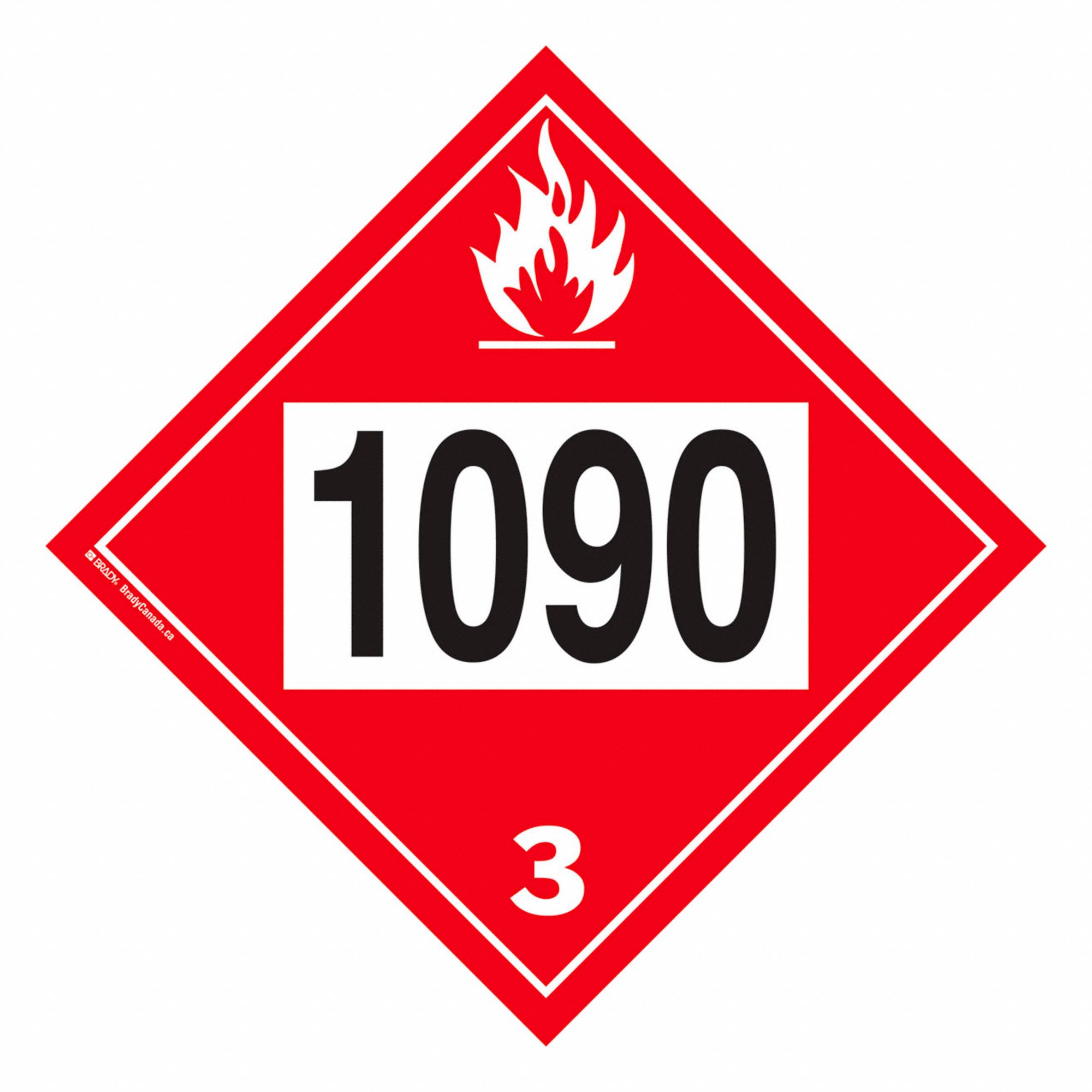 FLAMMABLE LIQUID ACETONE PLACARD, CLASS 3, 10 3/4 IN, STYRENE