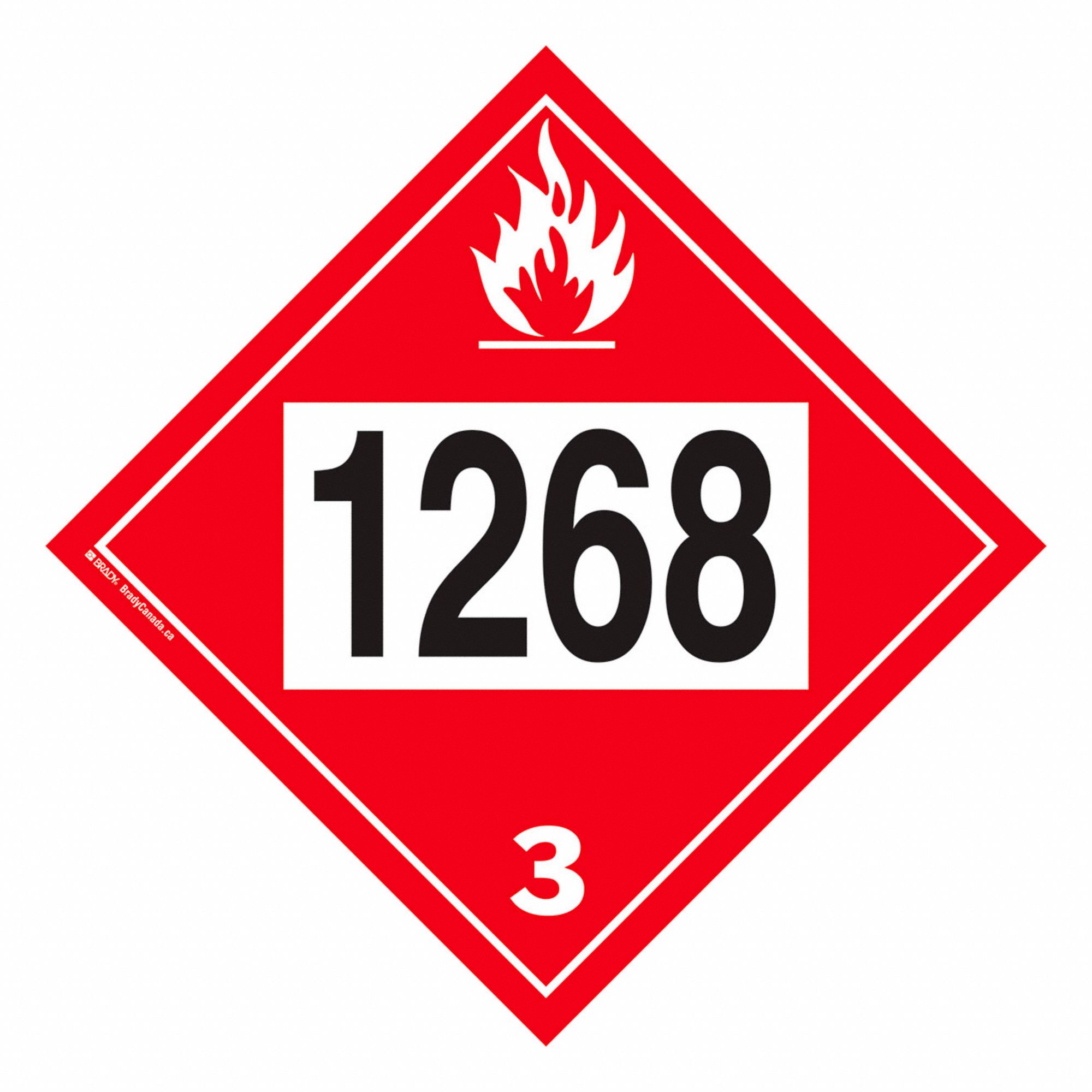 PLACARD, FLAMMABLE LIQUID PETROLEUM DISTILLATES, CLASS 3, 10 3/4 IN, STYRENE