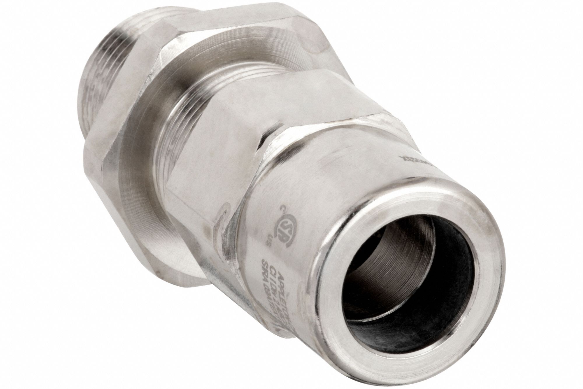 Liquid-Tight Conduit Fitting: Nickle Plated Brass, 2 in Trade Size, Non-Insulated, Straight