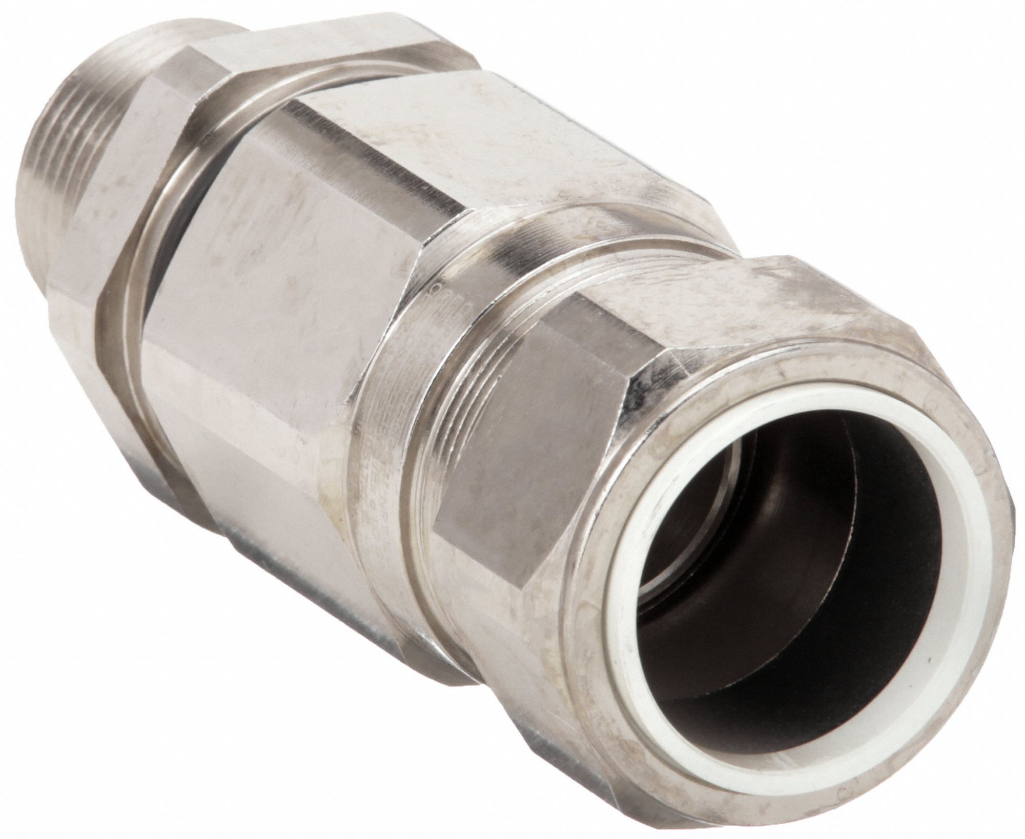 Enhanced Rating Cord Connector: Brass, 1 1/4 in MNPT, 0.87 in to 1.27 in, Silver