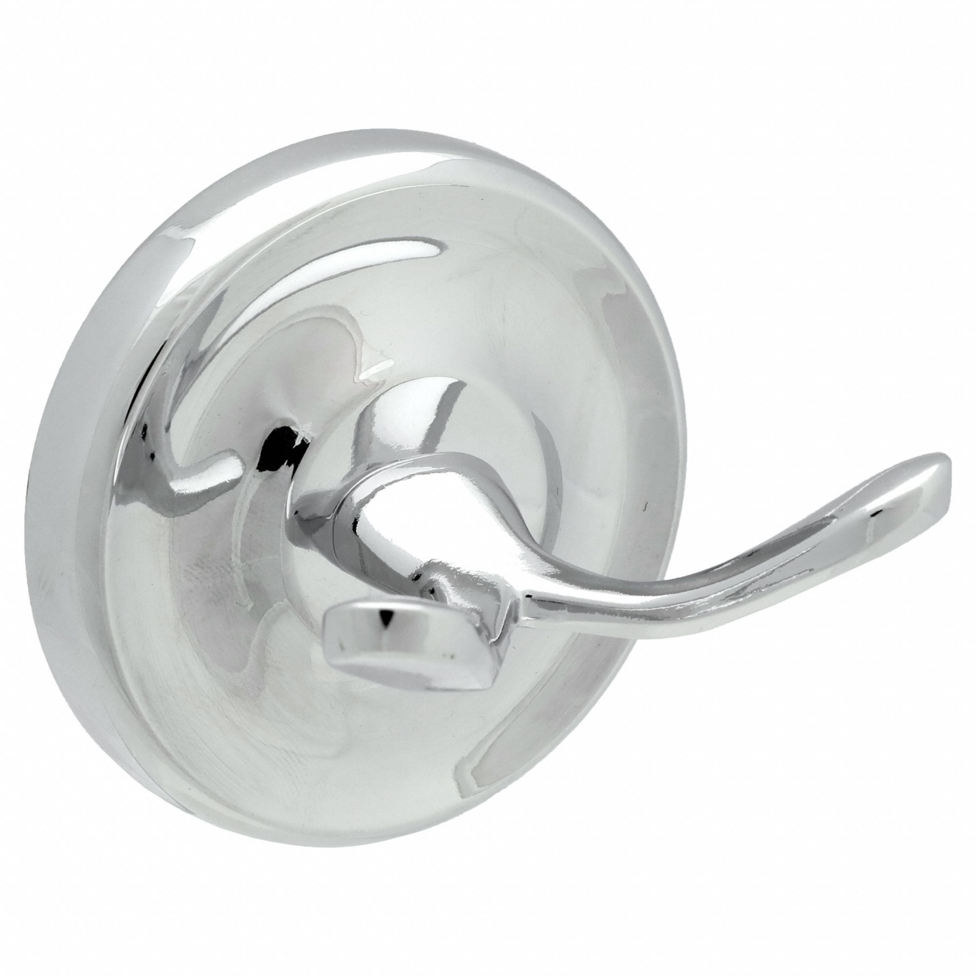 Bathroom Hook: 2 3/4 in x 2 1/2 in x 2 1/2 in, Zinc, Polished, Mounting Hardware