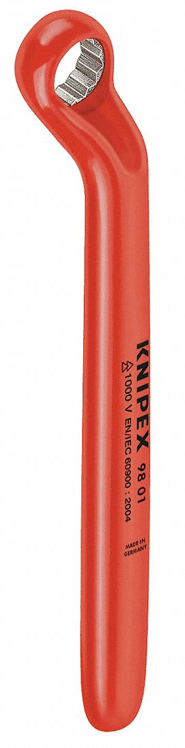 Box End Wrench: Chrome, 7 mm Head Size, 6 in Overall Lg, Offset, 15° Head Offset Angle