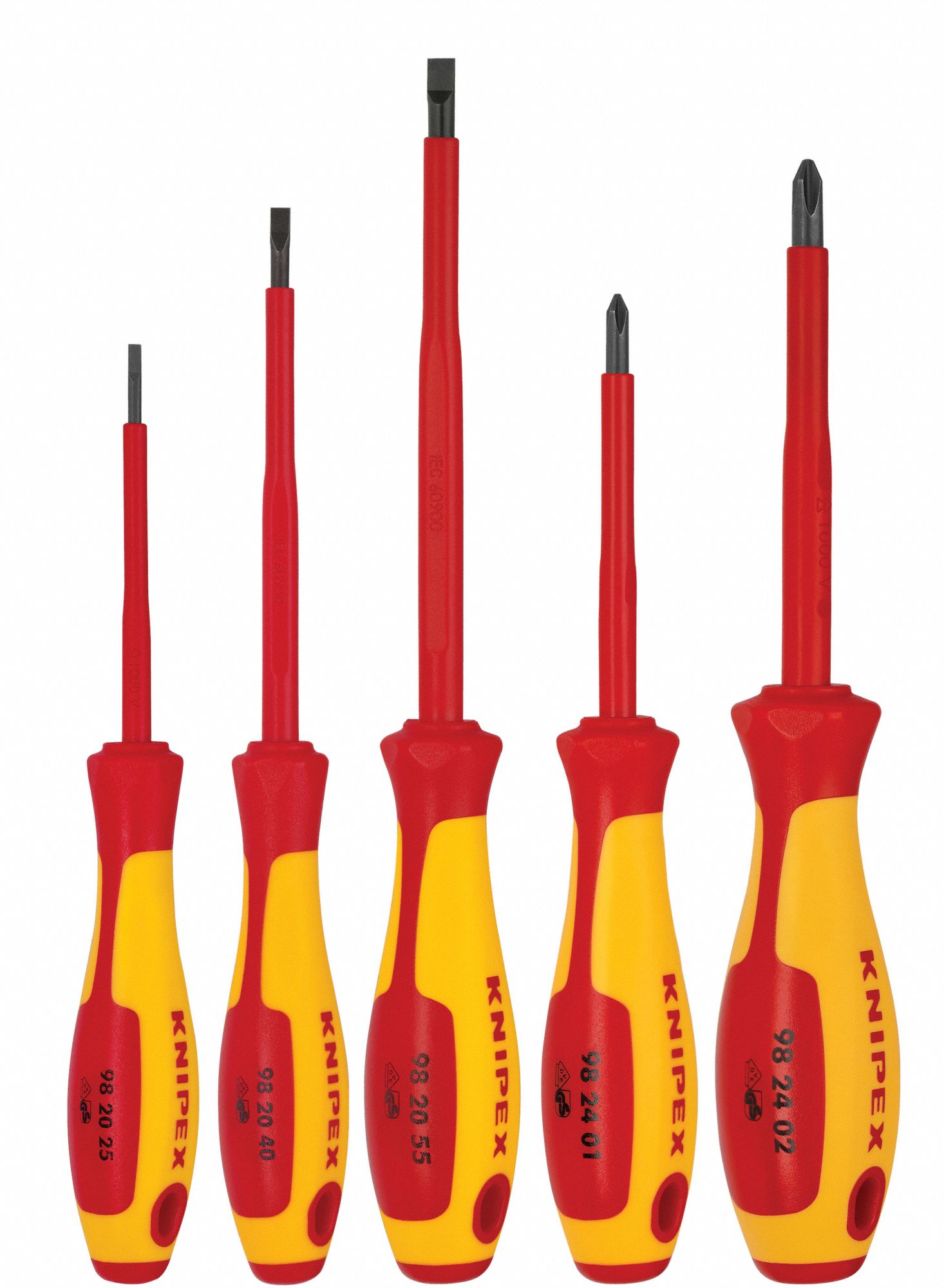 KNIPEX, 5 Pieces, Phillips/Slotted Tip, Insulated Screwdriver Set
