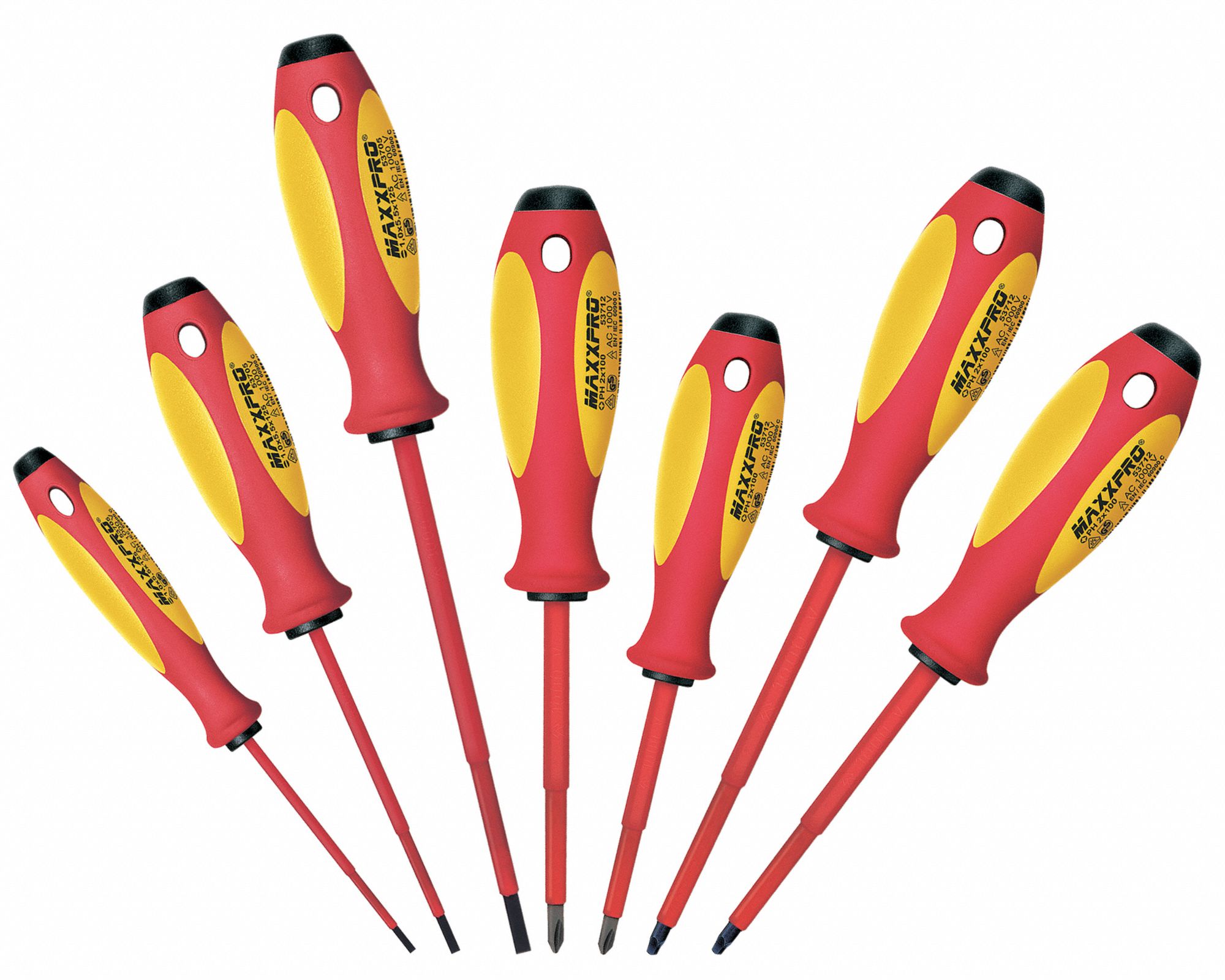 KNIPEX, 7 Pieces, Phillips/Slotted/Square Tip, Insulated Screwdriver