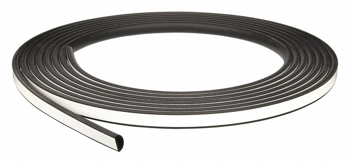 Seal: D-Shaped, Self-Adhesive Mounting, Std, EPDM, 100 ft Overall Lg, 1/2 in Overall Wd