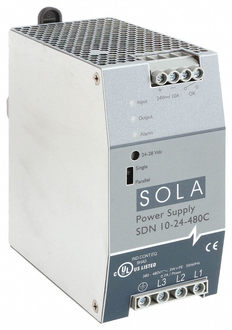 DC Power Supply: DIN Rail, 240 W Output Power - Rated, 10 A Current - Output, Three Phase