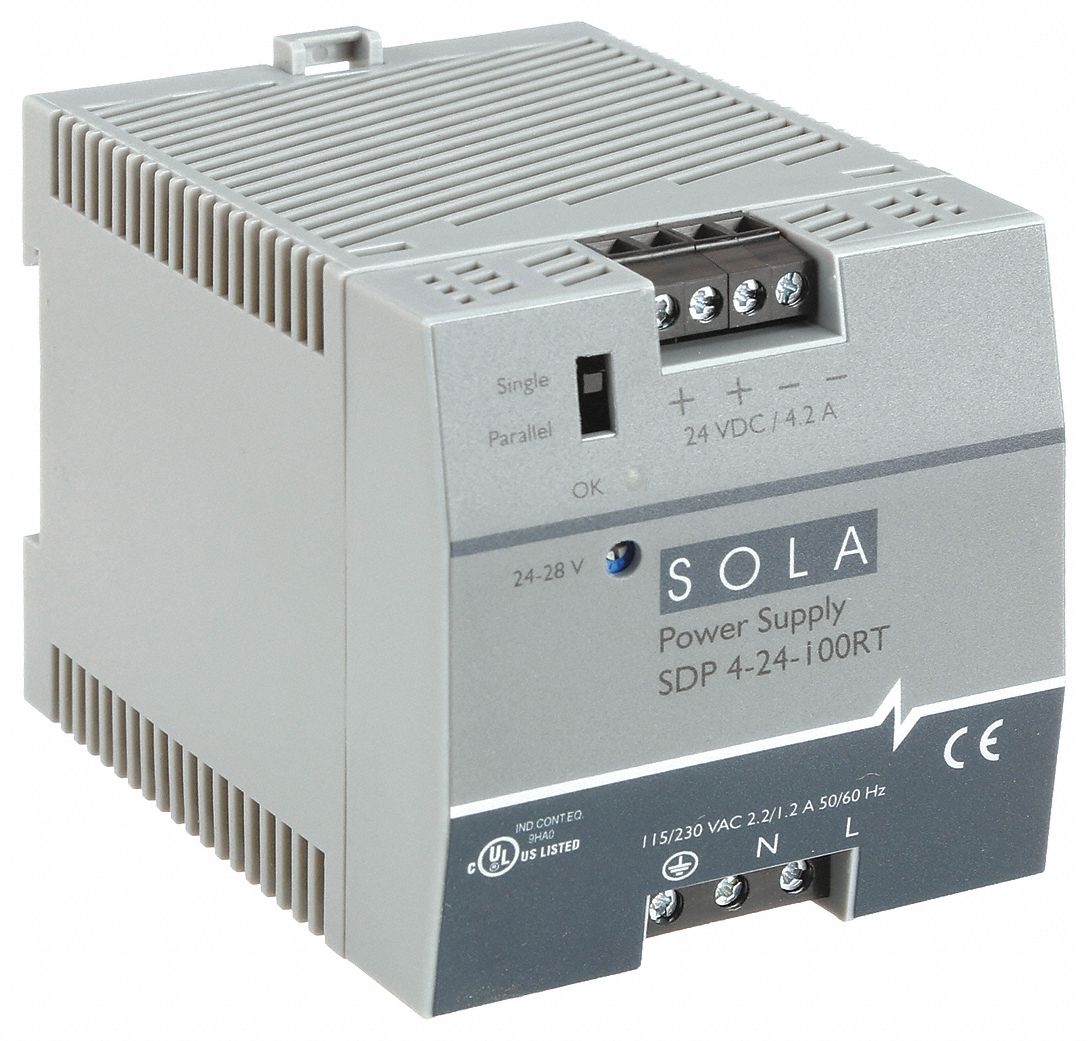 DC POWER SUPPLY, DIN RAIL, 100 W OUTPUT POWER-RATED, 4.2 A CURRENT OUTPUT, SINGLE PHASE