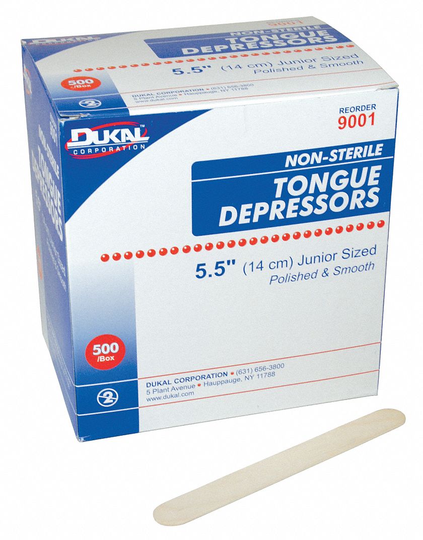 Tongue Depressor: Non-Sterile, 3/5 in Wd, 5 1/2 in Lg, 500 PK
