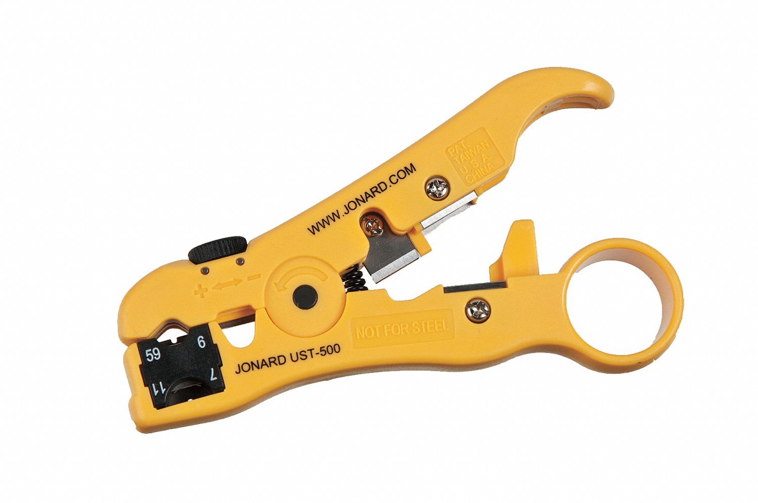 UNIVERSAL CABLE STRIPPING TOOL, 0.4 IN TO 0.4 IN, RG-59/6/RG-7/11, 5 IN OVERALL L, CUT, UST-500