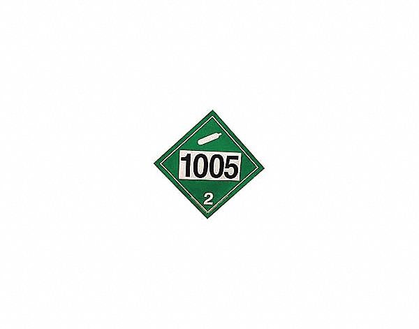 PLACARD, CLASS 2, UN 1005, ANHYDROUS AMMONIA, SELF-STICKING, 10 3/4 IN