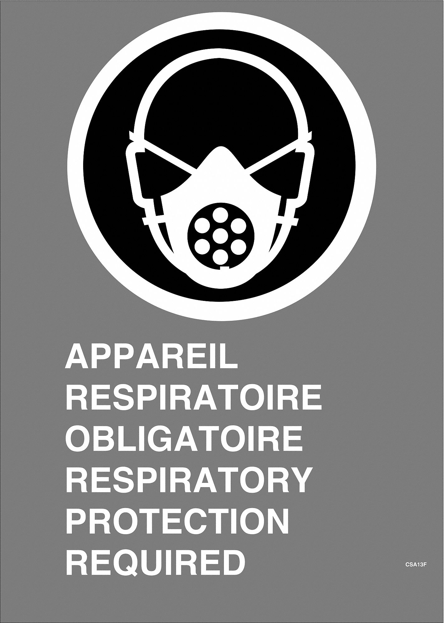 RESPIRATORY PROTECTION REQUIRED SIGN, ENGLISH, RECTANGLE, 10 X 14 IN, PLASTIC