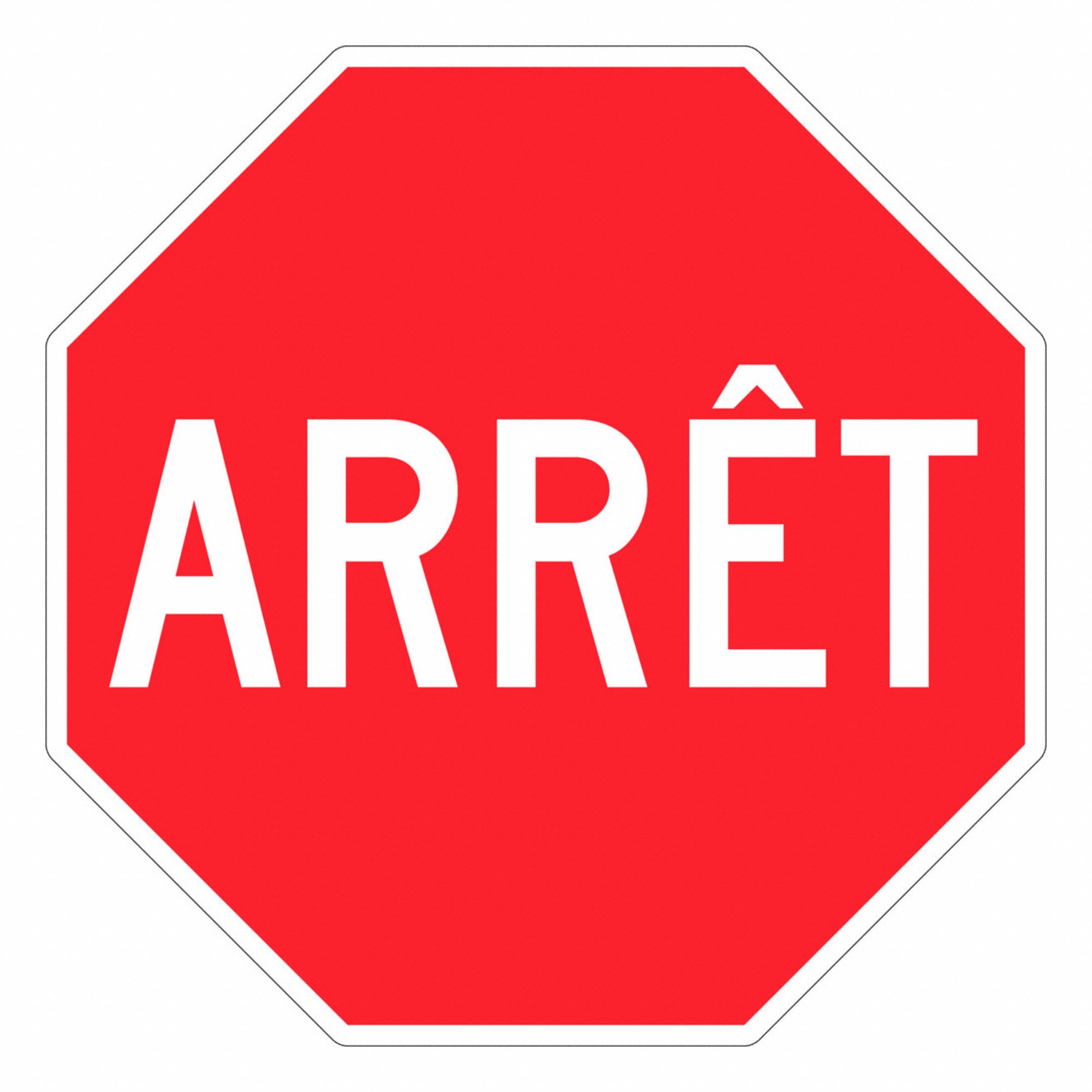 PANNEAU STOP,FRANÇAIS,STAND,RGE,24 X 24 PO,AL
