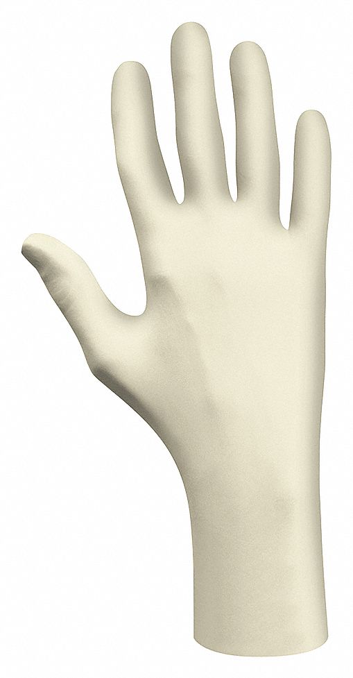 DERMA THIN DISP GLOVES, 9 1/2 IN L/5 MIL THICKNESS, SZ 6/XS, WHITE, LATEX