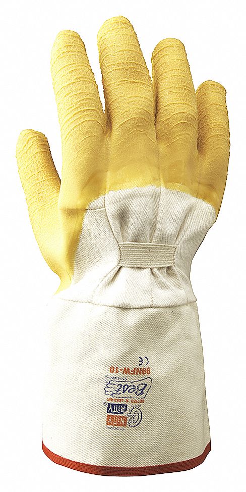 CHEMICAL-RESISTANT GLOVES, GAUNTLET CUFF, 12 INCH, WHITE, COTTON