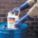 CHEMICAL-RESISTANT GLOVES, PINKED CUFF, 350 MM, M, BLUE, NITRILE