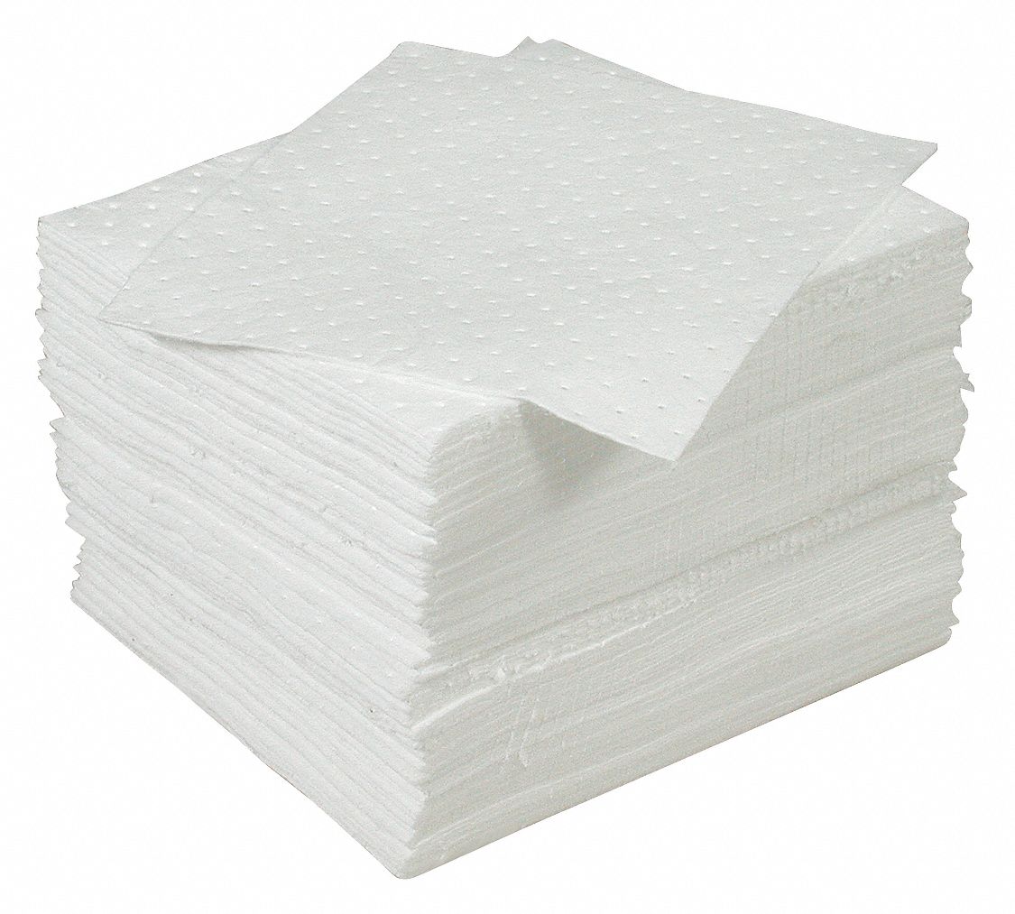 SORBENT PAD, OIL ONLY, ECONOMY, 17 X 19 IN, POLYPROPYLENE, BALE 100