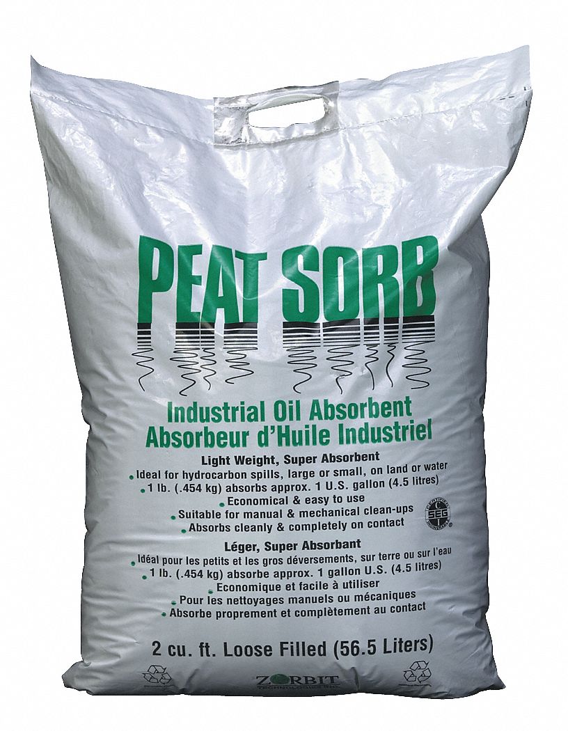 PEAT SORBENT, LOOSE FILL, ORGANIC, CAPACITY 16.5 GALLON, BROWN, 2 CU FT