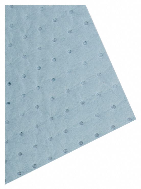 FEUILLE-TAPIS SORBANT,HUILE SEULEMENT,HAUTE QUALITÉ,BLEU,34 X 38 PO,51 GALLONS,BALLE DE 50