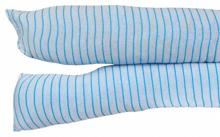 SORBENT SOCK, BLUE/WHITE, 3 IN DIAMETER, 4 FT LENGTH, 3 IN WIDTH, OIL ONLY, 10/CASE