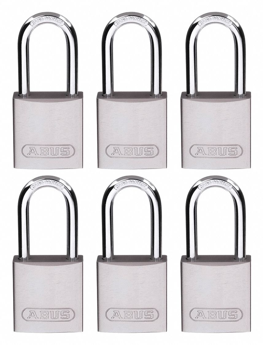 Lockout Padlock, KA, Silver, 1-1/2"H, PK6