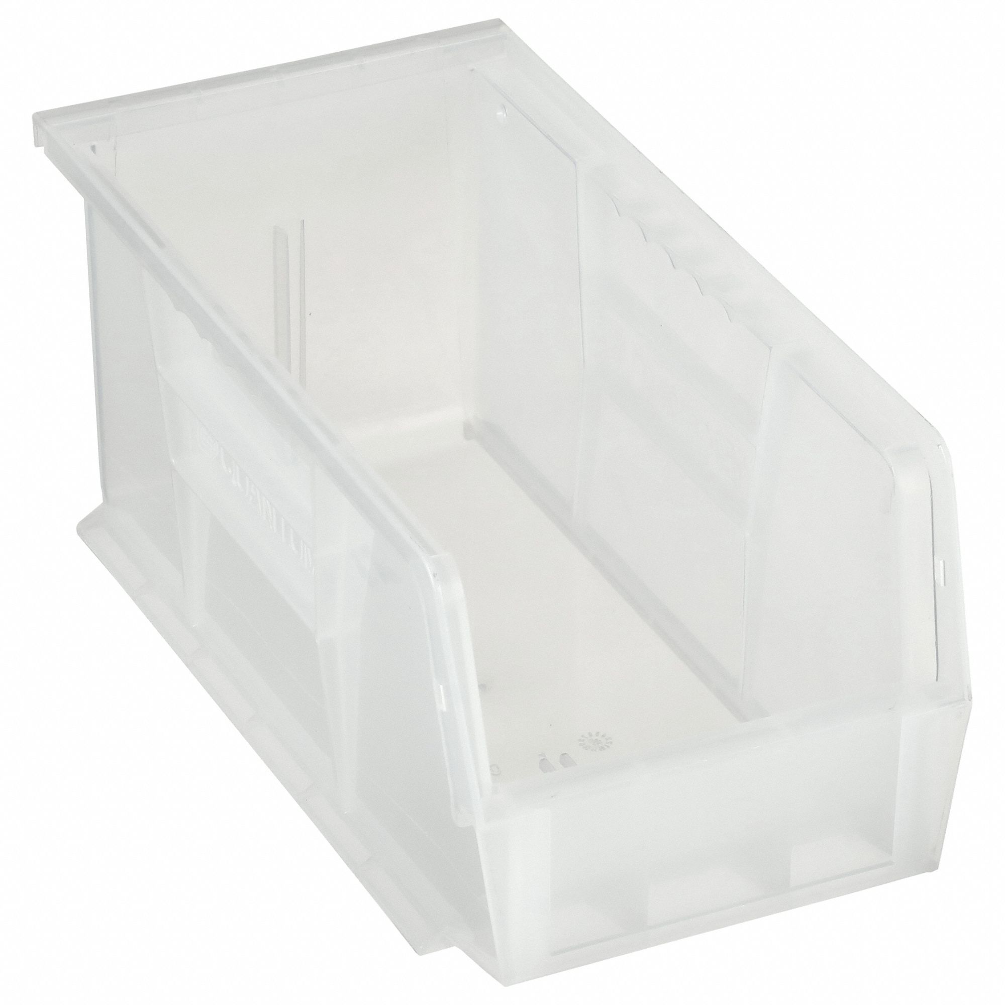 Hang and Stack Bin: 5 1/2 in x 10 7/8 in x 5 in, Clear, 30 lb Load Capacity