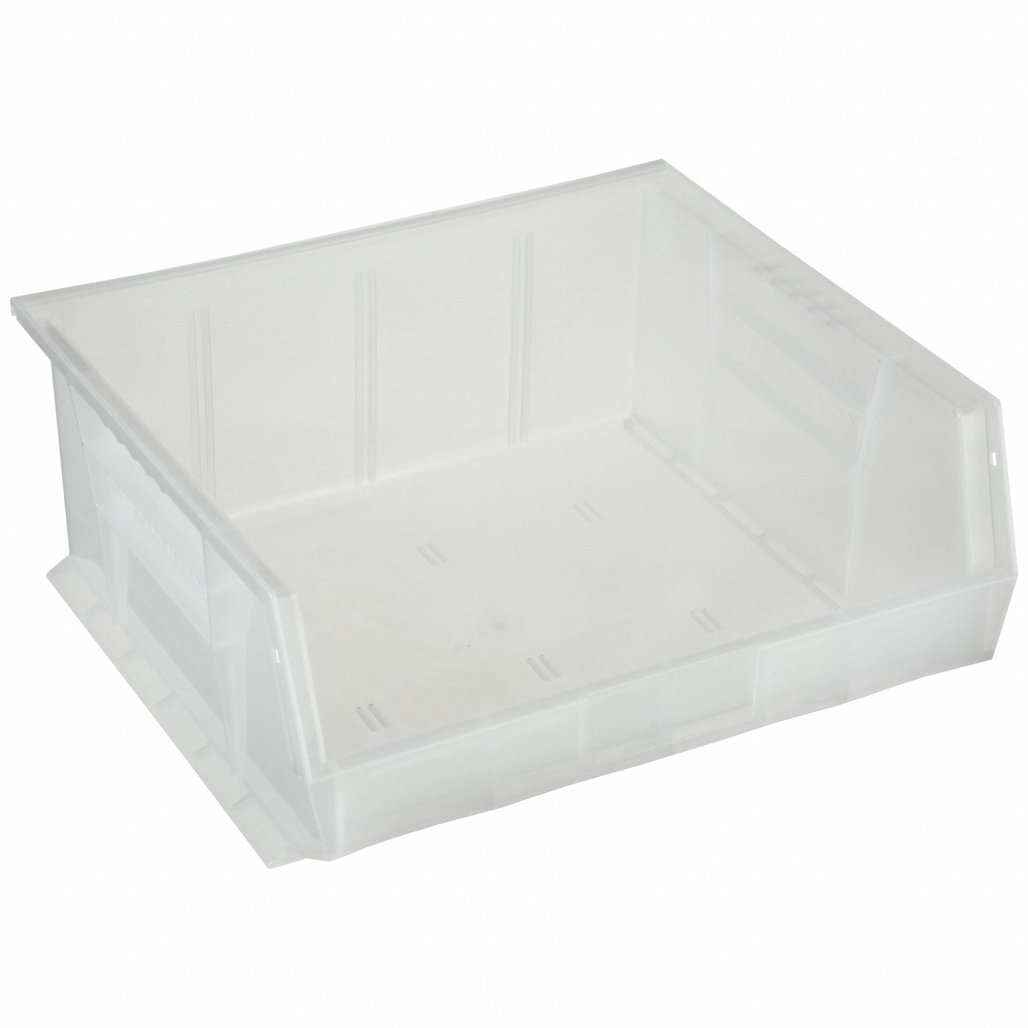 HANG AND STACK BIN, 16½ IN X 14¾ IN X 7 IN, CLEAR, LABEL HOLDERS