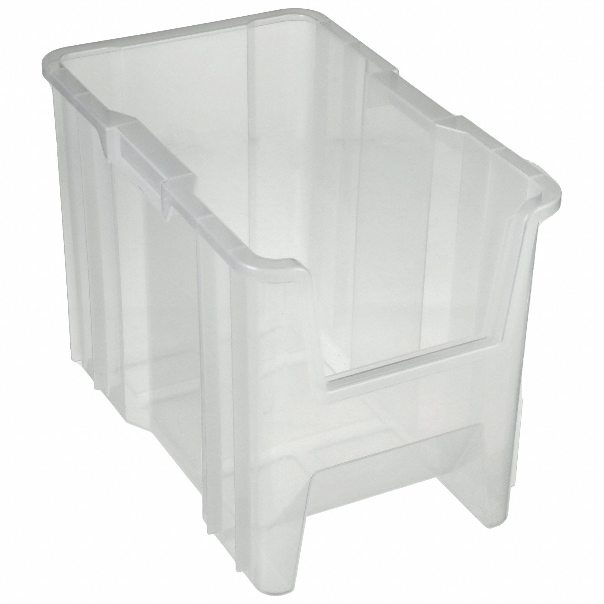 BIN, 17½ IN OVERALL L, 10⅞ IN X 12½ IN, CLEAR, STACKABLE