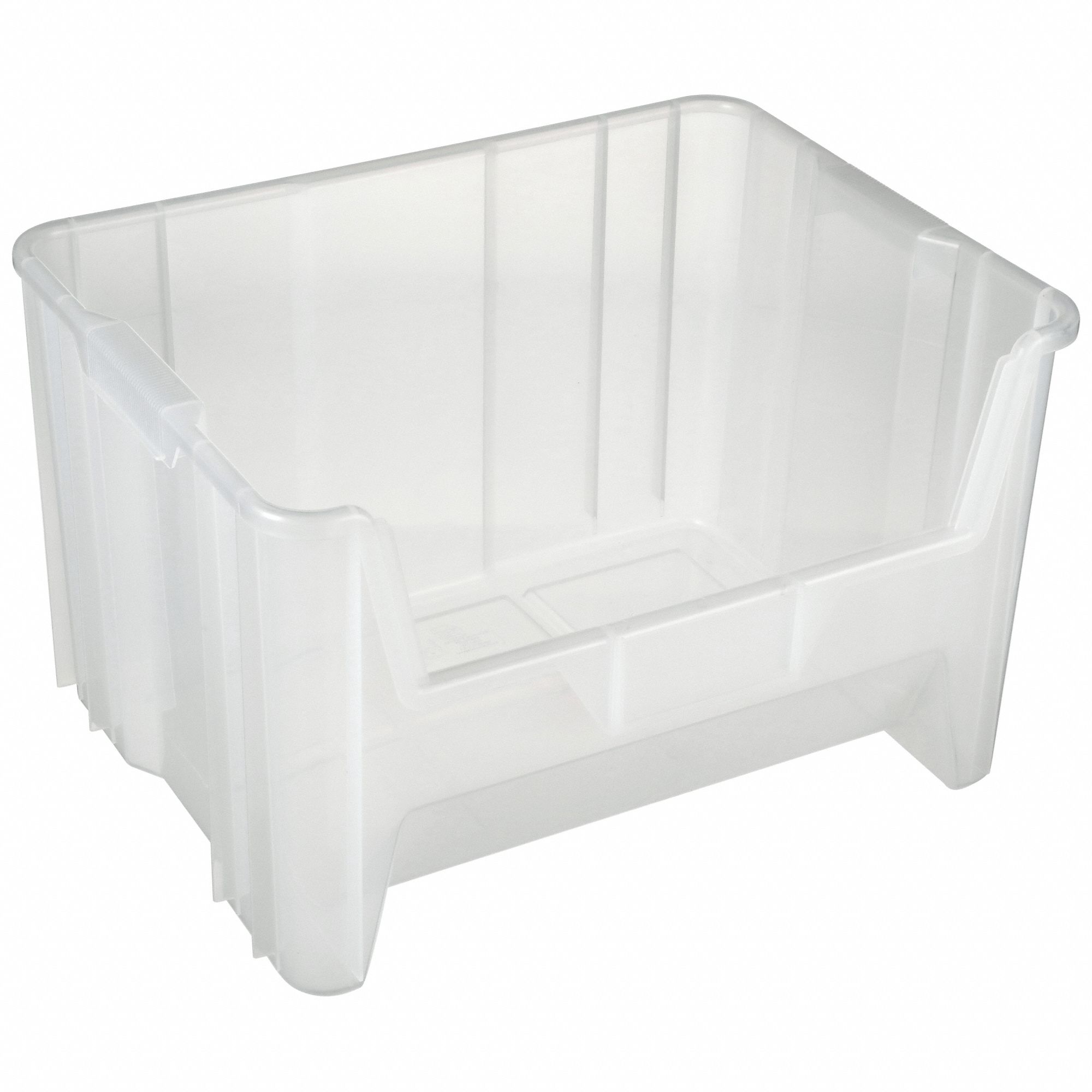 Bin: 15 1/4 in Overall Lg, 19 7/8 in x 12 1/2 in, Clear, Stacking Capable