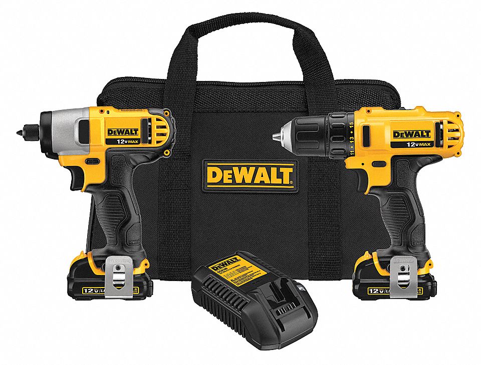 TR D'OUTILS COMBINÉE, S/FIL, 12 V, 1,5 AH, PERCEUSE/VISSEUSE À PERCUSSIONS, 2 OUTILS, SAC D'ENTREPRENEUR