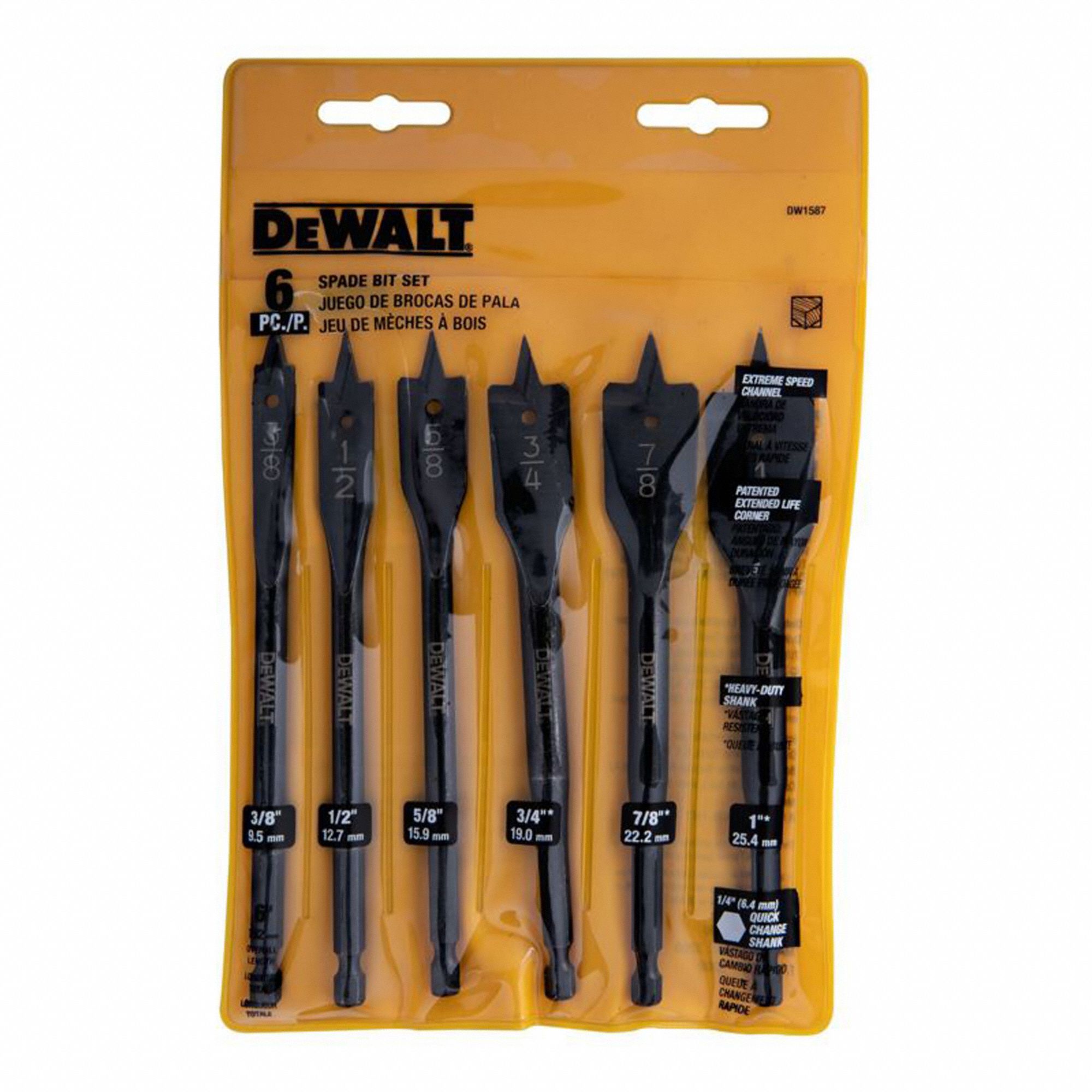 DEWALT SPADE DRILL BIT SET 6 IN LENGTH BRIGHT UNCOATED IN