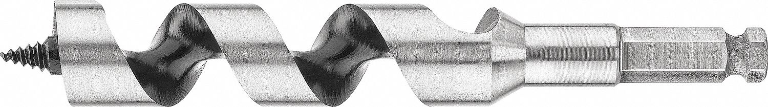 WOOD DRILLING AUGER BIT, 6 IN LENGTH, ½ IN SHANK SIZE, 1-3/8 IN