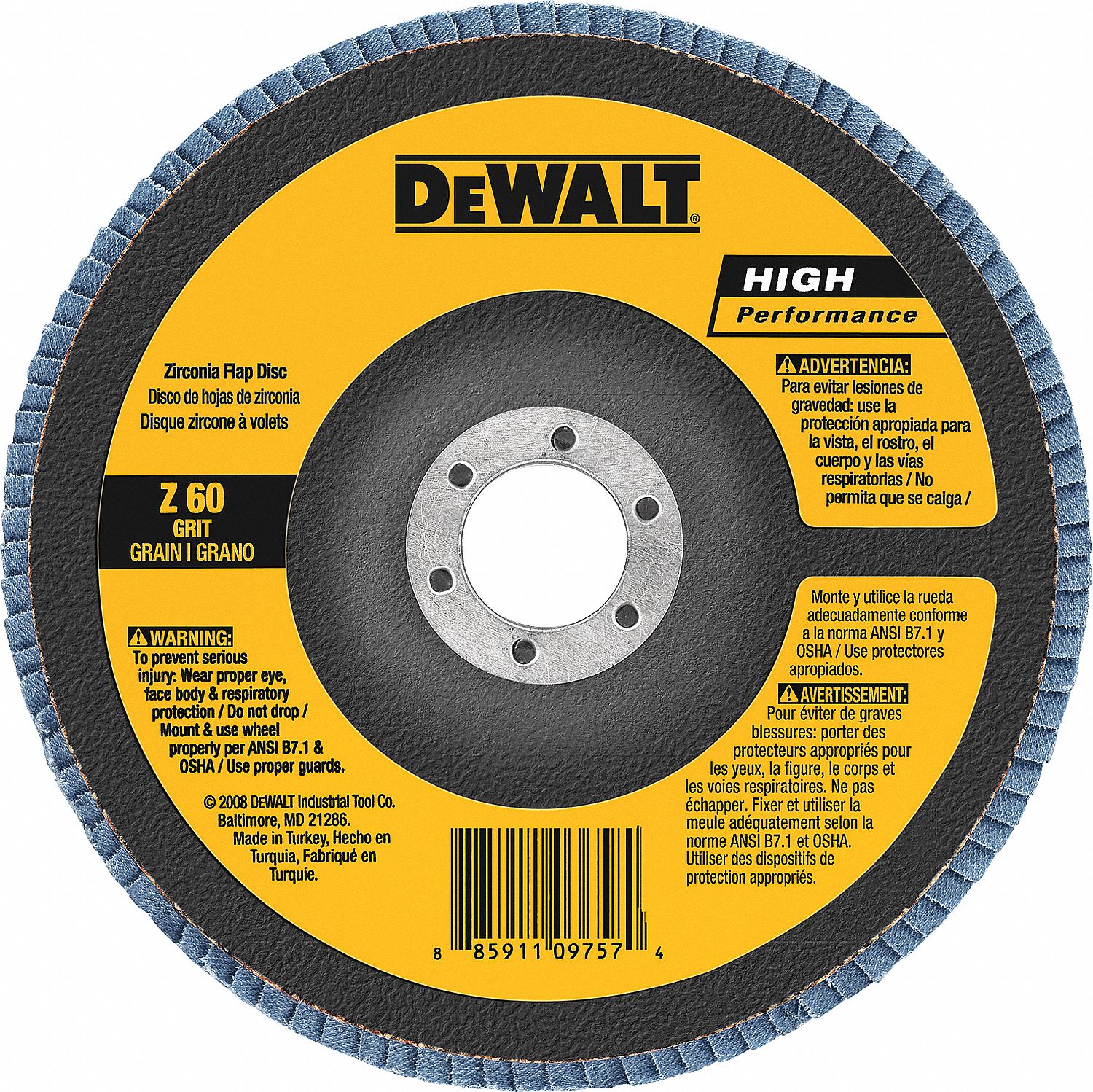 DISC FLAP ABRASIVE 7X7/8IN 36 GRIT