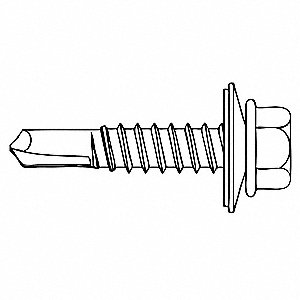 SELF-DRILLING SCREWS, BONDED WASHER, 5/16 IN HWH, TEKS 3, 12-14 X 3/4 IN, STEEL/CLIMASEAL, BX 3000